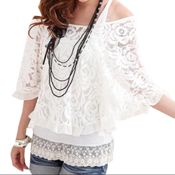 Zeago Lace 2-Piece Off The Shoulder Top - Picture 2 of 4